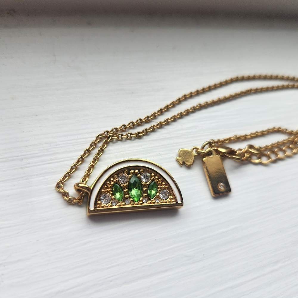 Kate Spade Out Of Office Lime Necklace,  Green And Gold